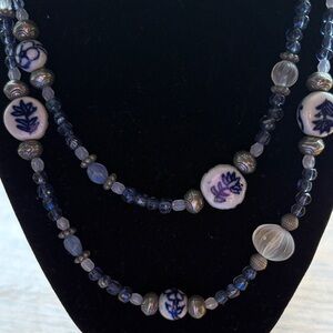 Elegant Blue and Silver Beaded Necklace
